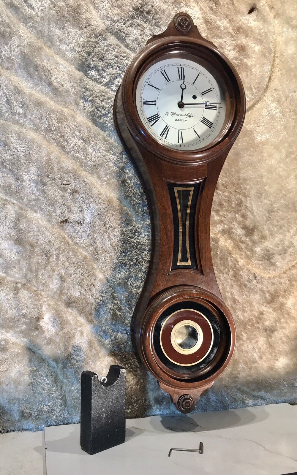 1976 USA E,HOWARD & CO  BOSTON 10 BANJO CLOCK,WITH WEIGHT DRIVIN