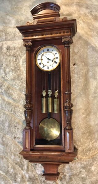 1867 Antique Germany Franz Held Wein Striking Vienna Wall Clock,3 Brass Weights