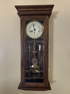 Ansonia Gold Medallion Beveled Glass Mechanical Wall Clock. Model 818 .See Video