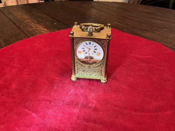 Antique Hebdomas Carriage Clock 8-Day Swiss French Frainier Bronze