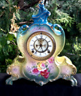 Antique 1886 Ansonia LA VENDEE Porcelain Royal Bonn Mantle Clock - VIDEO - RUNS