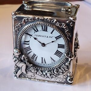 N90 AWESOME 1902 TIFFANY & Co BEAUTIFUL STERLING SILVER 0.925 CARRIAGE CLOCK!