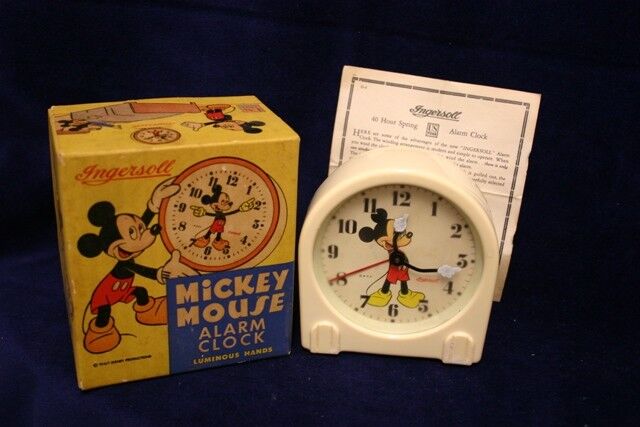 VINTAGE,1948, INGERSOLL MICKEY MOUSE CLOCK, MINT IN BOX