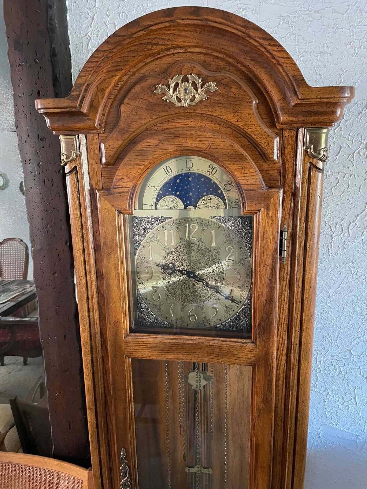 Pearl Grandfather Clock - 1982 - Excellent, Fruitwood - Triple Westminster Chime
