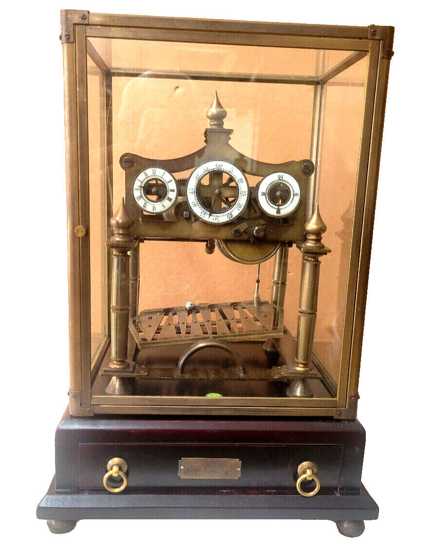 Rare Example William Congreve Fusee Clock With Glass Dome Having Front Door
