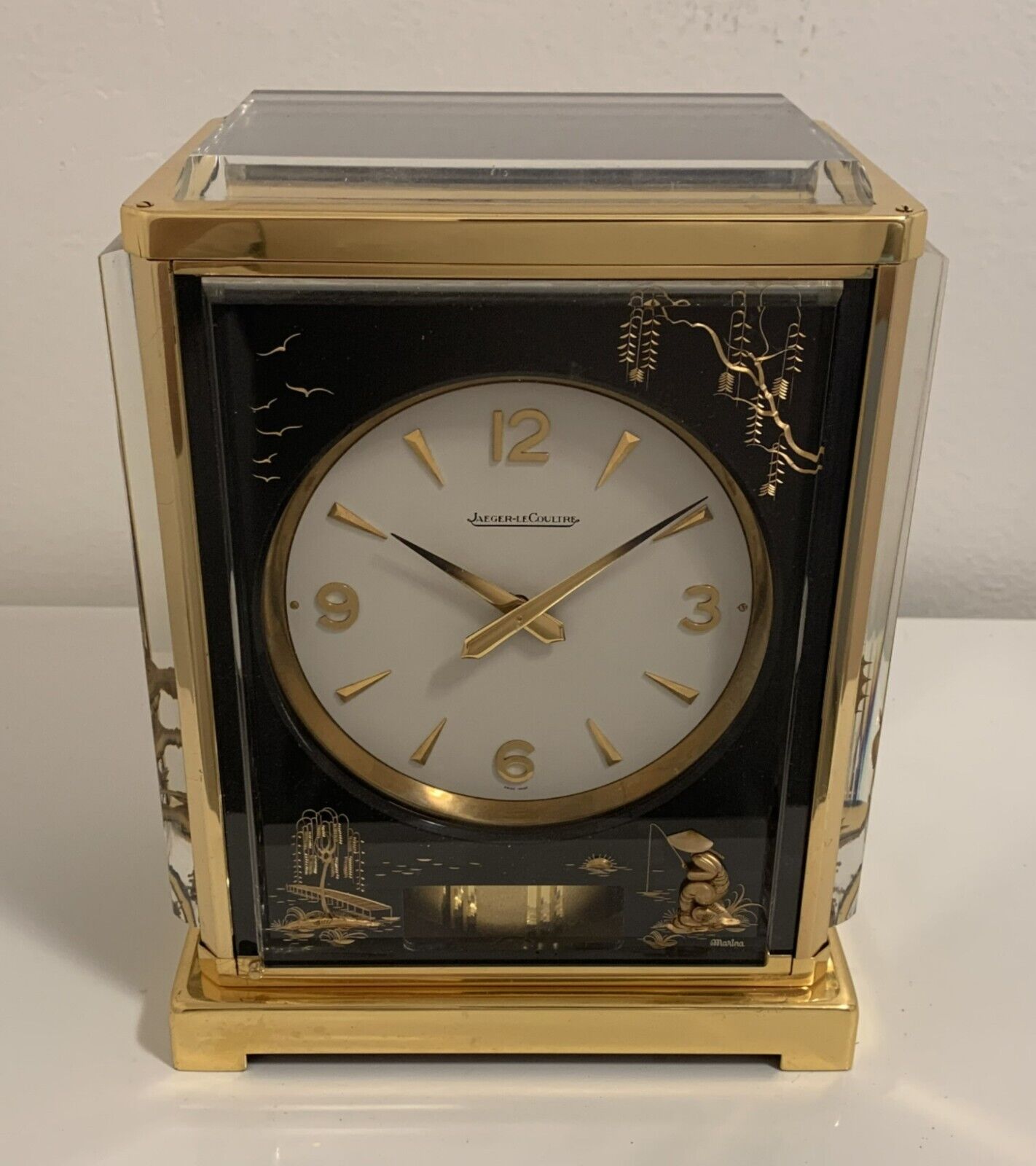 All Original! 1950's Jaeger LeCoultre Atmos Black Marina 526-5 Clock-Working!