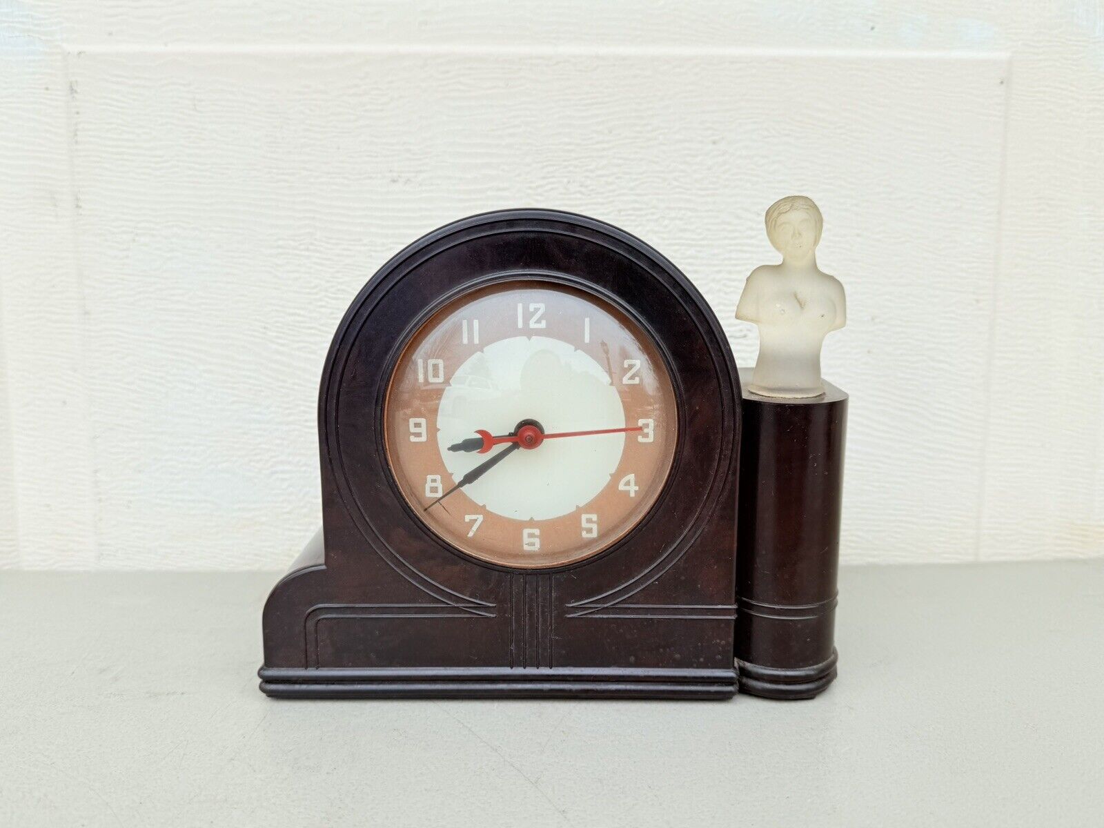 Vintage Rare Lackner Neon Glo Bakelite Electric Clock Deco Nude Bust