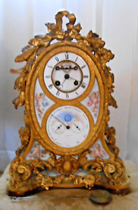 A. Brocot Delettrez Paris Gilt Bronze Clock W/ Sèvres Porcelain 19th C Parts