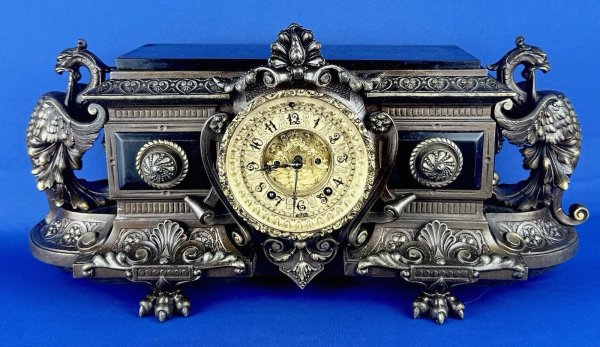 ANSONIA "EUREKA" STATUE / MANTLE CLOCK~SOLD FOR PARTS OR RESTORE~ NO RESERVE!