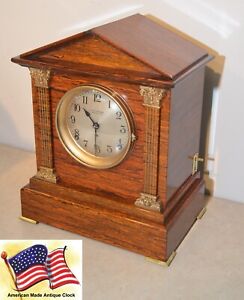 SETH THOMAS RESTORED ANTIQUE SONORA CHIME CLOCK #5  -1911 IN ADAMANTINE MAHOGANY
