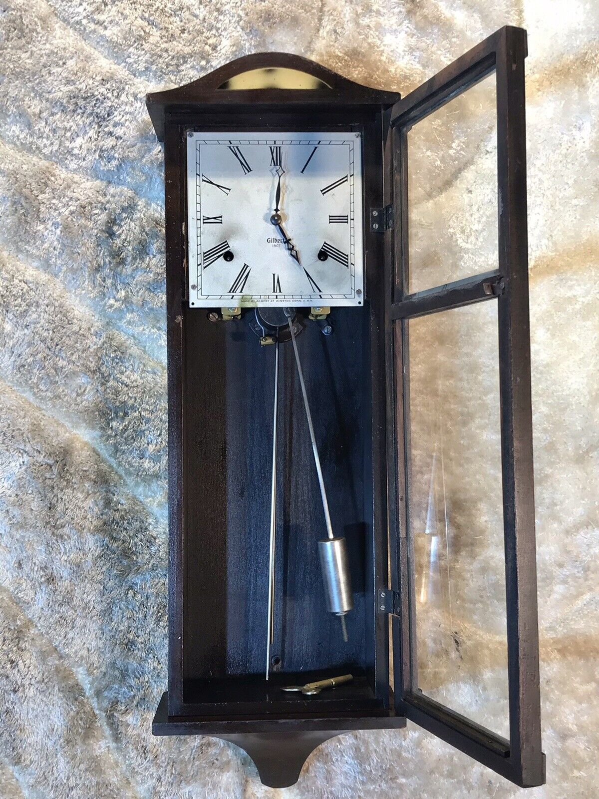 1807 Vintage Antique USA Gilbert Wall Double Strike Clock