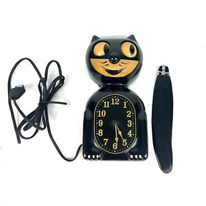 Antique Original Kit Cat Klock Late 1930s Metal Tail And Hands Works Great Black