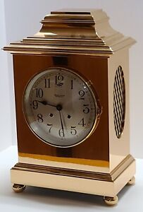 Antique 1912 CHELSEA 'Windsor' Large Polished Brass 15.5" Mantel Shelf Clock