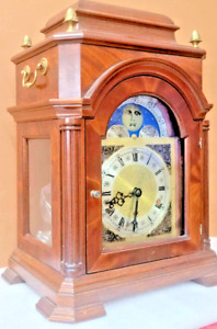 Terrific Mahogany Seth Thomas Commemorative Moon Dial 9 Bell Chime Bracket Clock