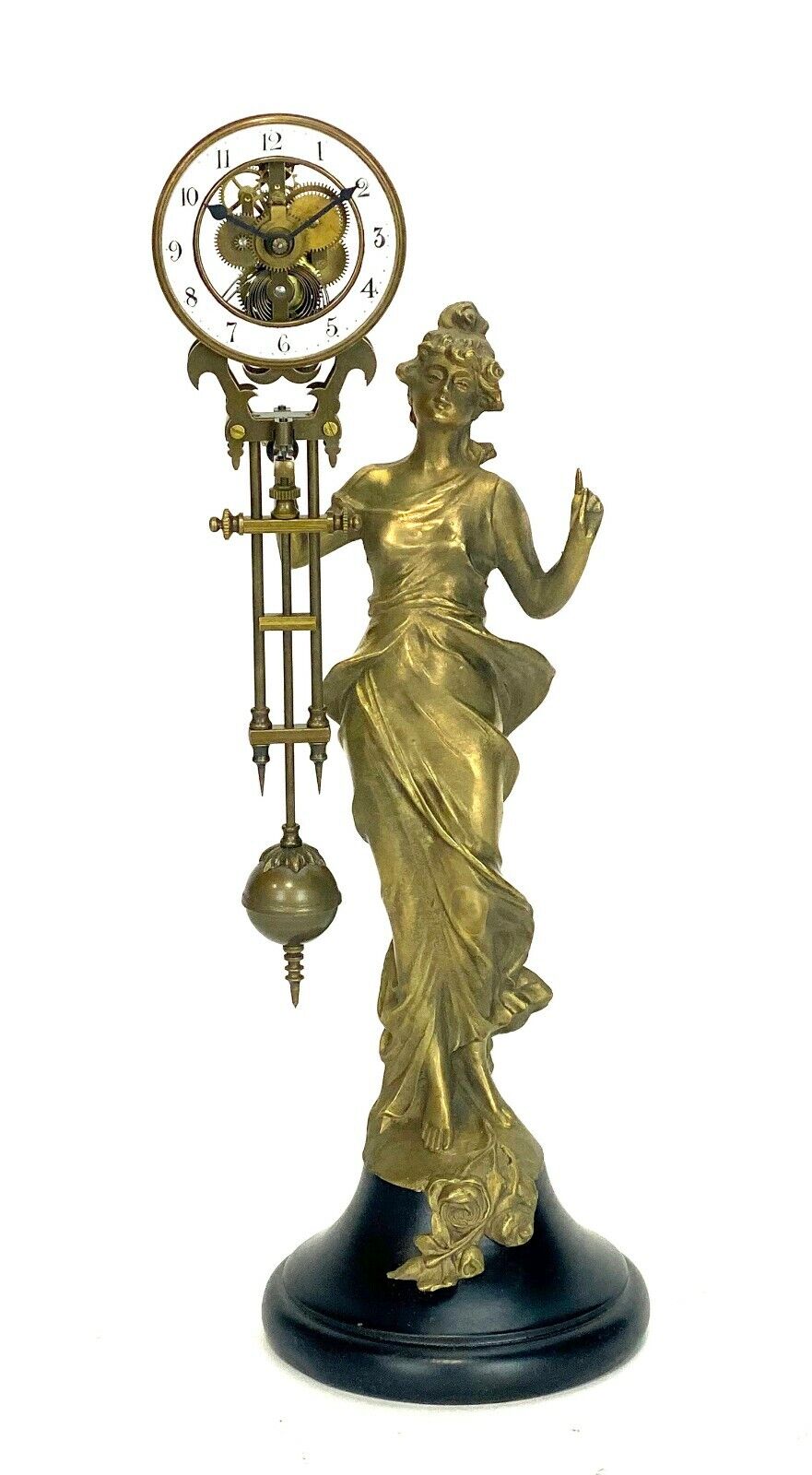 German Style Brass Diana 8 Day Skeleton Movement Swinging Clock - TOP QUALITY
