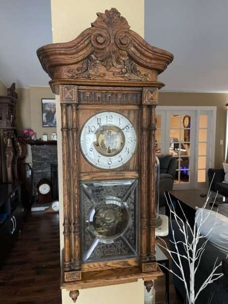 1975 GAZO CLOCK COMPANY CORONADO TRIPLE CHIME WALL CLOCK FANCY FROSTED GLASS