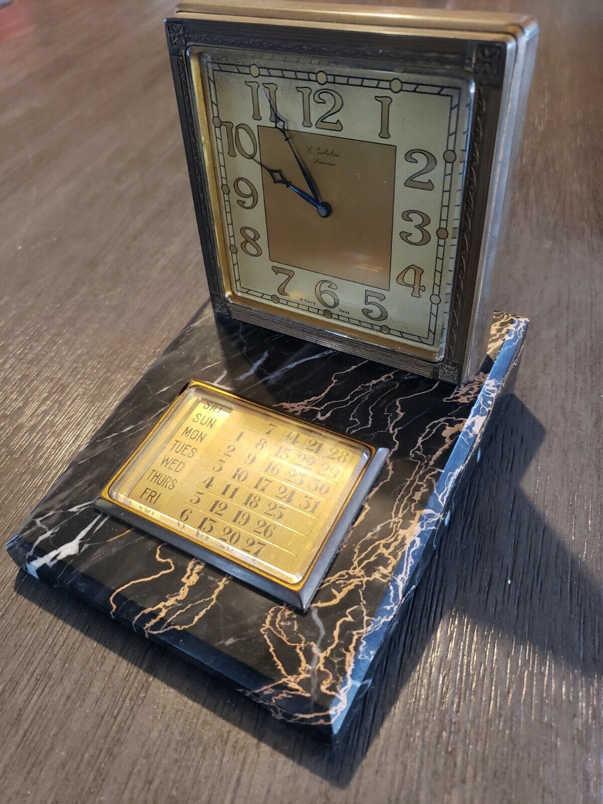 1930s E. Gubelin Lucerne "The Tiffany of Switzerland" desk clock