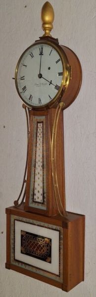 Fine Elmer Stennes 8 Day Prison Banjo Clock Working Weight Driven Plymouth Mass.