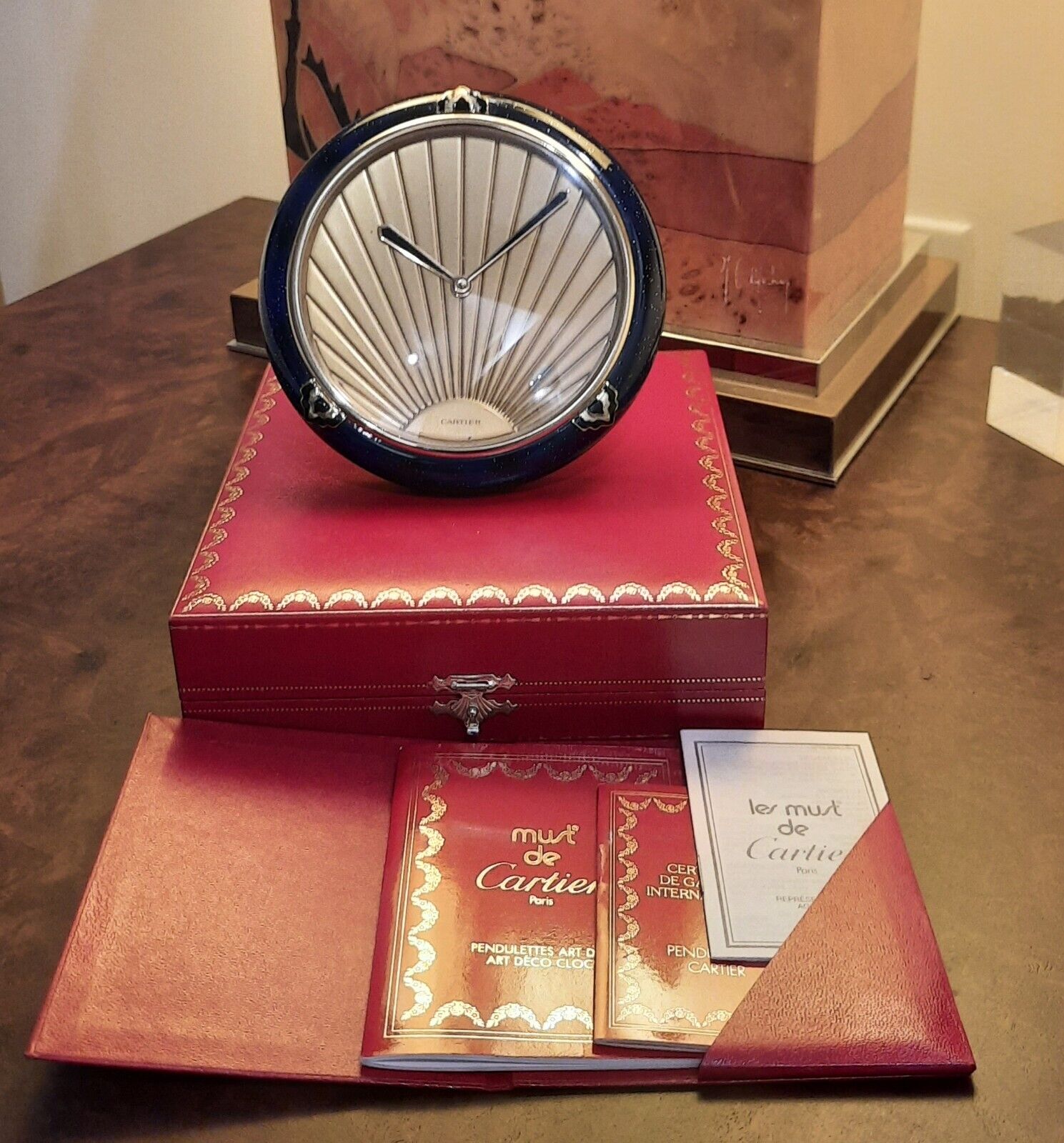 Cartier Art Deco "Lapis" Clock - Working, Full Set