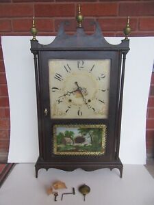 Antique 19th Century 1830's Eli Terry & Son Scroll & Pillar Clock