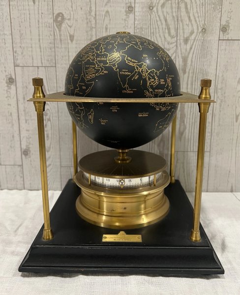 RARE ROYAL GEOGRAPHICAL SOCIETY WORLD CLOCK 15-JEWEL 1979 24k GOLD 7 DAY IMHOF