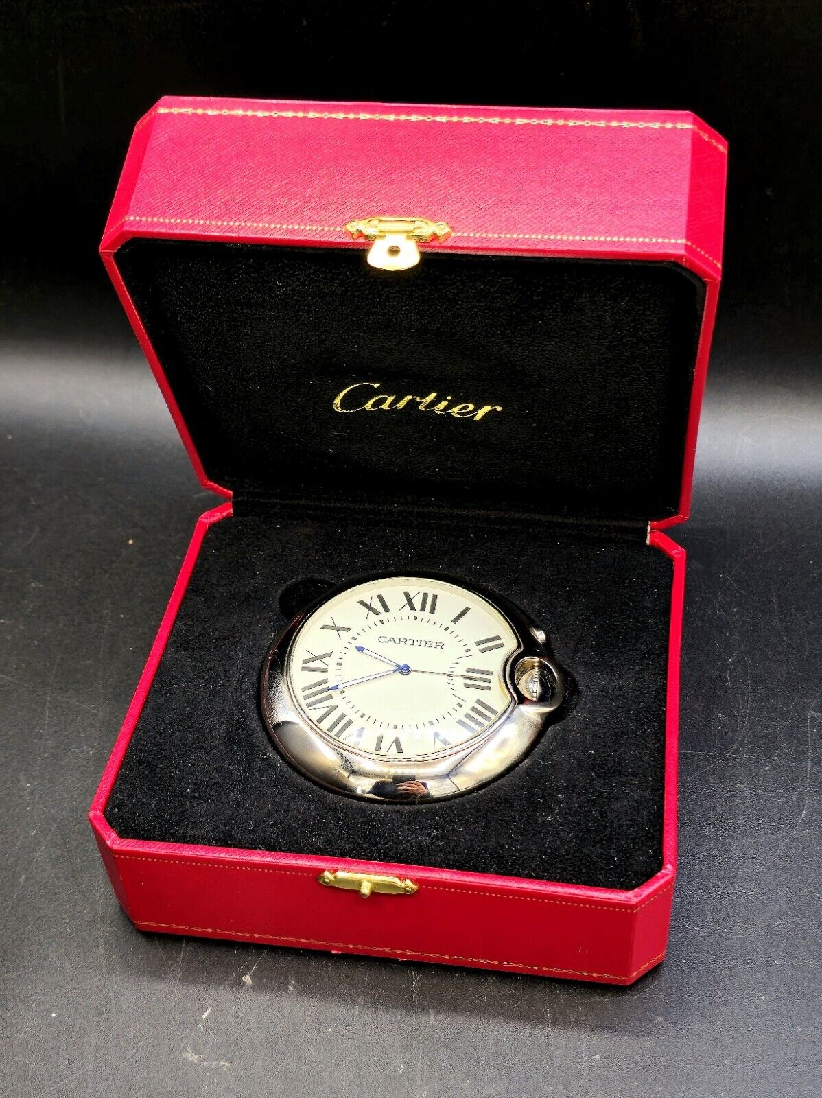 Superb CARTIER "Ballon Bleu" 2014 Jumbo Quartz Desk Clock W/ Original Box !!