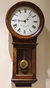 Antique 1912 CHELSEA 'Pendulum No. 1' Weight Driven Oak Regulator Wall Clock