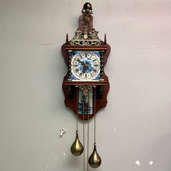 Rare Dutch Zaandam Zaanse 8 Day Wall Clock Delft Holland - Tested & Works
