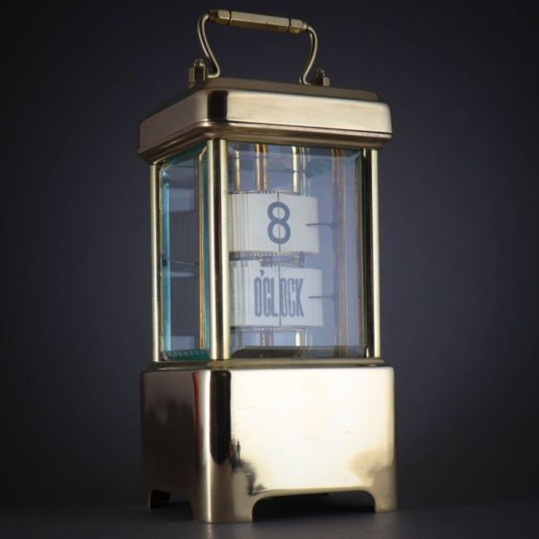 ? 1905 ANTIQUE 8 DAY CRYSTAL REGULATOR PLATO FLIP MYSTERY DESK CARRIAGE CLOCK NR