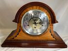 Sligh Mahogany & Marquetry Mantel Clock German Hermle Movement 2 Jewels