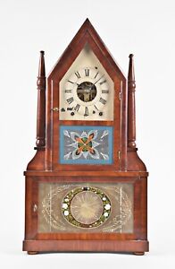 Birge & Fuller, Bristol, CT. Steeple on Frame Shelf Clock 1846-Antique, Works