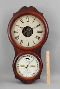 Antique circa-1865 Figure-8 Ithaca 30 Day Calendar Clock, Complete Original, NR