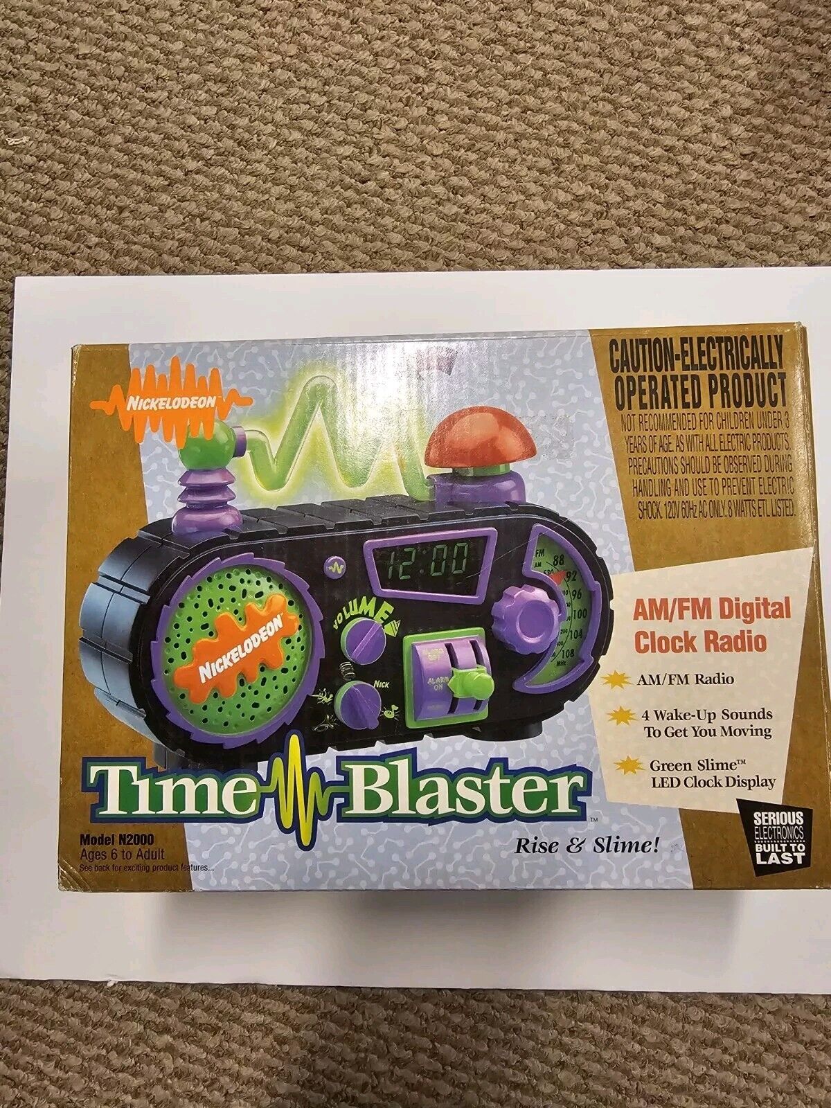 Nickelodeon Time Blaster Rise & Slime Alarm Clock Radio AM/FM (BRAND NEW)