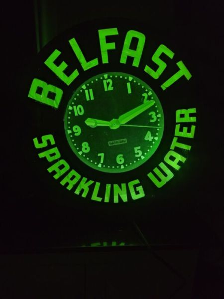 GLO-DIAL BELFAST NEON CLOCK- CLOCK AND NEON WORKS PERFECT VINTAGE