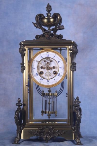 Superb Ornate Antique French Crystal Regulator Clock 19th Cent Open Escapement
