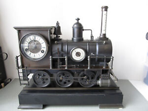 Large Industrial French Style Animated Locomotive Train Clock  ****