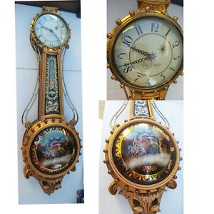 RARE Elmer O' Stennes Girandole Banjo Clock Reverse Painted Aurora Goddess Dawn