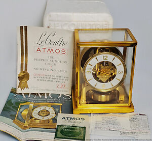 LeCoultre Atmos Perpetual Motion Barometric Mantel Clock Box Papers Vintage