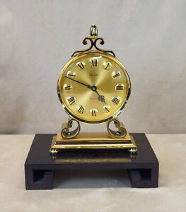 1971 Imhof for Bucherer Swiss Shelf Mantel Clock gold plated case, 15-jewel mvt.