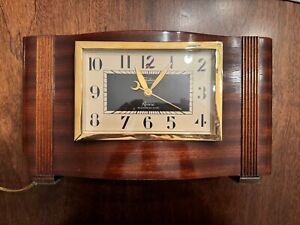 1937 VINTAGE TELECHRON MOTORED REVERE WESTMINSTER CHIME CLOCK R-1202 DECO CHIMES