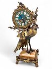 Remarkable 19th C. French Japonisme Gilt & Silvered Bronze Peacock Shelf Clock