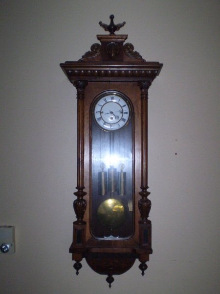 ANTIQUE GUSTAV BECKER 3 WEIGHT GRAND SONNERIE CLOCK 50" x18" X 7.5" RUNS