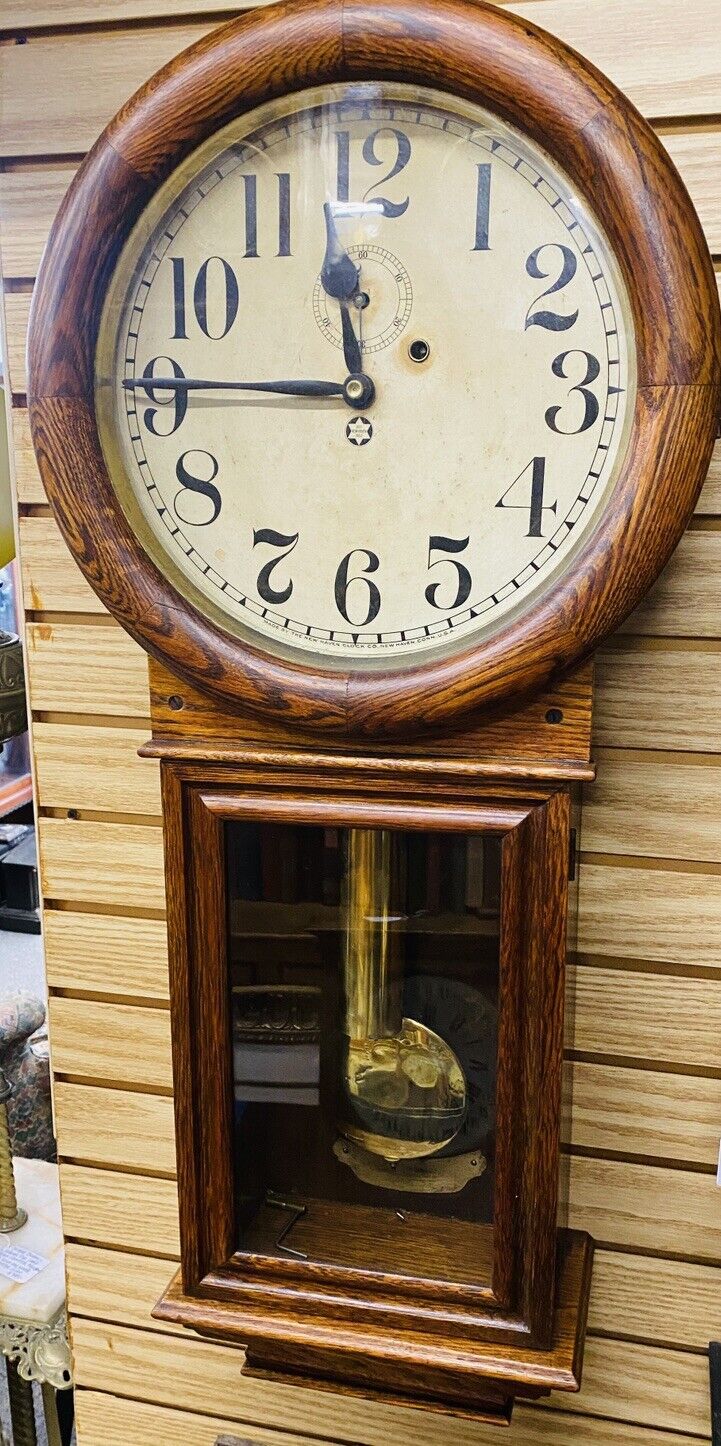 Stunning New Haven  Saturn Regulator Wall Clock Just Serviced Beautiful Grain