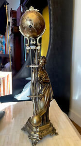 Rare Large Antique French Bronze Swinger Mystery Clock