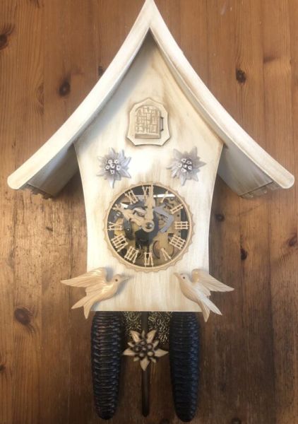 8 Day Black Forest Cuckoo Clock Feeding Birds Rebuilt Hubert Herr-Video