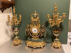 Vintage Imperial Brevettato Clock & Candelabra 3-Piece Set
