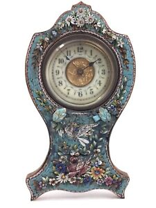 Antique Micromosaic CLOCK Micro Mosaic with Repairs, Turquoise