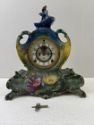 Antique Beautiful Royal Bonn China Case La Vendee Ansonia Mantel Clock