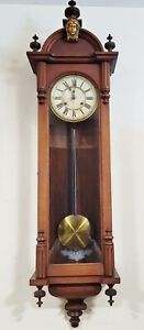 Antique AMERICAN 19th C Carved WALNUT Regulator "Capitol" ANSONIA Wall CLOCK
