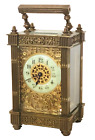 Table, Carriage CLOCK, French, Solid Brass, Glass- 4 Sides, Unsigned, c1880, 6"t